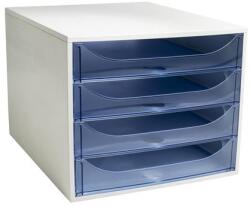 Exacompta Irattároló, műanyag, 4 fiókos, EXACOMPTA Ecobox Linicolor , jégkék (228610D)