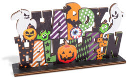 Family Halloween-i polc dekoráció fából - "Happy Halloween" - 17 x 10 x 4 cm (56554) - getitnow