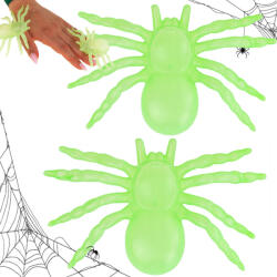 Verk Group Fluoreszcens nagy pókok Halloween dekoráció, 2 darab, 11 cm (26131)