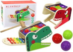 LEAN Toys Piros Fa Dinoszaurusz Cintányéros Kalapács Játék 2 az 1-ben (10383)