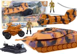 LEAN Toys Katonai Játékkészlet: Harckocsi, Helikopter, Katonák és Kiegészítők Hang- és Fényeffektekkel (19199)