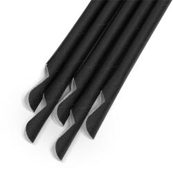 Family Papír szívószál - fekete, kanállal - 200 x 8 mm - 150 db / csomag (57604A) - getitnow