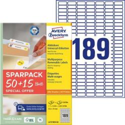 Avery-Zweckform Etikett, univerzális, eltávolítható, 25, 4x10 mm, AVERY ZWECKFORM, 9450+2835 etikett/csomag (L4731REV-65)