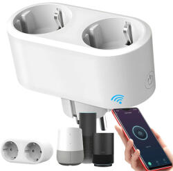 Verk Group Okos Dupla Elektromos Aljzat WiFi-vel és Időzítővel, Fehér (06343)