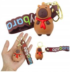  Kulcstartó Kapibara figura piros kendő medál karabiner kerék (26200)