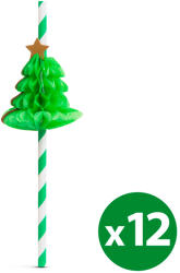 Family Papír szívószál - 3D fenyőfa - 197 x 6 mm - 12 db / csomag (57603C)