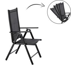 GardenLine Összecsukható alumínium kerti szék, 7 pozíció, fekete, 66 x 56 x 107 cm (TIH3507)