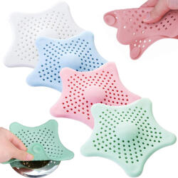 VERK GROUP Szilikon lefolyószűrő szett 4 darabos, különböző színű (zöld, fehér, rózsaszín, kék) (15974)