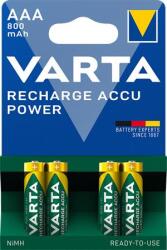 VARTA Tölthető elem, AAA mikro, 4x800 mAh, előtöltött, VARTA Power (56703 101 404) - papir25