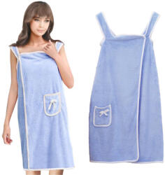 Real Kék női törölköző tunika gombos záródással spa és szauna használatra 135 x 80 cm (RC-K-1169)