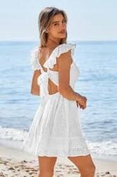  Cupshe Fehér mini ruha fűzőlyukakkal, bő ujjakkal és masnival a hátoldalán (T1D1949)