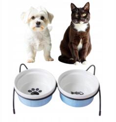  Dupla Kerámia Tál Állványon Macskáknak És Kutyáknak Tál Szett 2x300ml (ZestawmiskiZ0019)