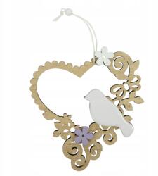 CAT Dekoratív fa szív medál 16 cm ajándékba (HY-3708)