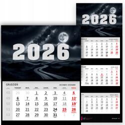 FunnyCase Háromrészes Naptár 2026 Fali Festői Tájkép Éjszakai-Hold (Kalendarz trójdzielny 26 Drogą Nocą-Księżyc)