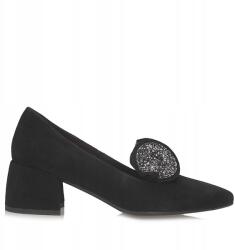 S. Barski Női bőr magassarkú félcipő S. Barski MR52-181 Blk Silver (MR52-181)