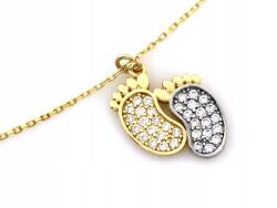 Lovrin 585 arany nyaklánc cirkóniákkal és fehér arannyal díszített lábakkal 14k (Lovrin96543)