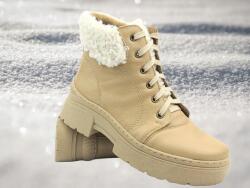 Helios Kényelmes női bakancs puha bőrből Helios Komfort 562-Világos bézs, Pl (562-2S.13) - allegro - 19 585 Ft