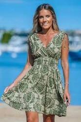  Cupshe női zöld ruha ujjatlan, fodros fazonú strandruha (T101915)