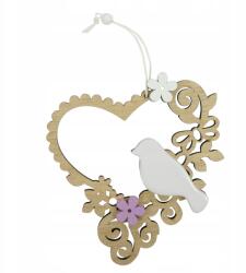 CAT Dekoratív fa szív medál 16 cm ajándékba (3708/PINK)