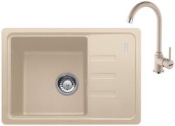 Franke Pachet chiuveta bucatarie compozit fragranite Franke BSG 611-62, dreptunghiulara, 1 cuva cu picurator, 62x43.5x20 cm, adancime cuva 20 cm + Baterie Pola Avena, rotatie pipa, discuri ceramice, furtunur Chiuveta