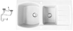 NERO W926 Dupla Medencés Gránit Mosogató - Fehér - 92, 6 cm