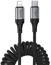 hoco. x121 adatkábel, type-c - lightning, 12w, pd gyorstöltő, 150cm, cipőfűző, fekete, kompatibilis: Apple iPhone 5C / IPAD Pro 9.7 / iPhone 7 Plus 5.5 (X121_L_BLACK)