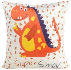 Eurofirany Kids dinós bársony párnahuzat Krémszín/narancssárga 45x45 cm (404166)