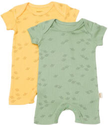 BabyCosy Set 2 salopete scurte Printed, BabyCosy, 50% modal+50% bumbac, Lamaie/Verde (Marime: 12-18 Luni) (BC-CSYM11426-12)