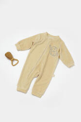 BabyCosy Salopeta Elefant cu maneca lunga din 80%bumbac organic si 20% poliester - Stone, BabyCosy (Marime: 18-24 Luni) (BC-CSYK6052-18)