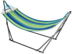 ART Hamac bumbac cu suport otel, geanta, albastru si verde, dungi, 188x62 cm (AR169803)