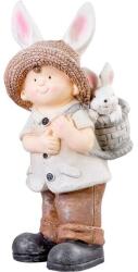 Magic home Decoratiune gradina, MagicHome, ceramica, baiat cu iepuras, 23.5x18x48 cm (8091646)