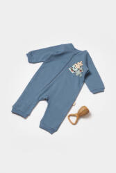 BabyCosy Salopeta cu fermoar, Two thread, BabyCosy, 100% bumbac organic, Indigo (Marime: 12-18 Luni) (BC-CSY8029-12)