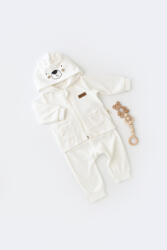 BabyCosy Set Ursulet cu bluzita cu fermoar si gluga si pantaloni lungi din 80%bumbac organic si 20% poliester - Ecru, BabyCosy (Marime: 18-24 Luni) (BC-CSYK6014-18)