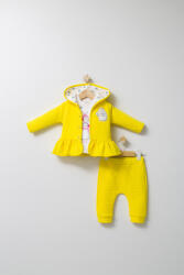 Tongs baby Set 3 piese: pantaloni, bluzita si hainuta cu gluga eleganta pentru bebelusi Crazy Penguins, Tongs baby (Culoare: Galben, Marime: 6-9 luni) (tgs_4534-6)