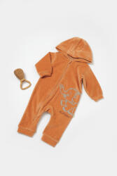BabyCosy Salopeta Elefant cu maneca lunga si gluga din 80%bumbac organic si 20% poliester - Caramiziu, BabyCosy (Marime: 12-18 Luni) (BC-CSYK6044-12)