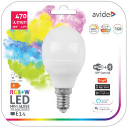Avide Smart LED Mini Globe 4.9W RGB+W WIFI + BLE APP Control E14 (ASMG14RGBW-4-9W-WIBLE)