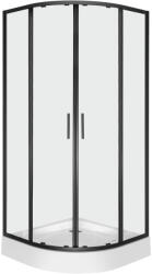 Kerra Solid RS 90 fekete íves duplaajtós zuhanykabin zuhanytálcával (SOLID-RS-90-BL-ALAN) - everyo