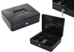 LEAN Két szintes, fekete fém pénzkazetta 2 kulccsal (20700)