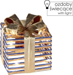 BackHomeLiving Karácsonyi ajándék dísz kék szalaggal 20 cm LED (PRE1239)