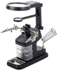 Verk Group Professzionális segédfogó lupával és LED világítással, spirális forrasztópáka tartóval - 10 LED SMD, 3x/4, 5x/25x nagyítás (09121_CZ)