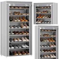 LEAN Szürke 8 szintes cipőtartó állvány porvédő fedéllel (20809)