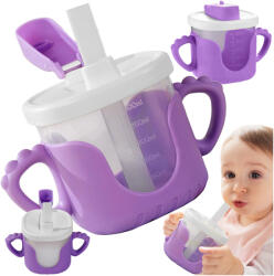 Verk Group 300ml-es szilikon fogantyús gyermek itatókupak szívószállal (07331)