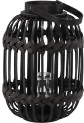 BackHomeLiving Fekete lampion 38/51 cm magassággal és üvegbetéttel (LIS3230)