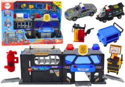 LEAN Toys Bővíthető Rendőrségi Garázs Készlet Bőröndben Világítással és Hangokkal (18709)