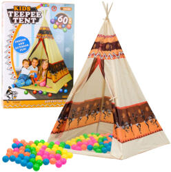 LEAN Toys Indiai tipi játék sátor 60 labdával (2576)