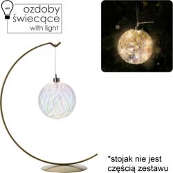 BackHomeLiving Üveg dísz LED világítással, 10 cm átmérőjű, geometrikus mintával, akasztóval (MAL2713)