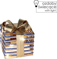 BackHomeLiving Karácsonyi ajándék dísz kék masnival 15 cm LED (PRE1222)