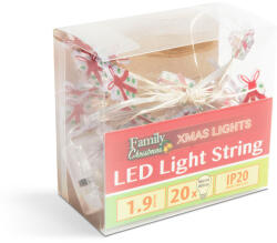 Family Collection LED fényfüzér - ajándék - 2, 2 m - 20 LED - melegfehér - 2 x AA (58928)