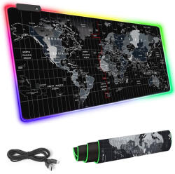 VERK GROUP XXXL méretű LED világításos gamer egérpad térképmintával (06248)