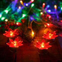 Family LED-es Piros Akril Virág Dekoráció Elemes - 4 db / Csomag (58973)